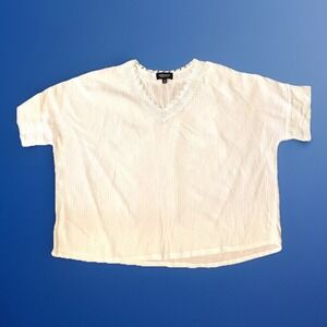 Jones & co Shirt Sz XXL New York Short white linen‎ tunic top
